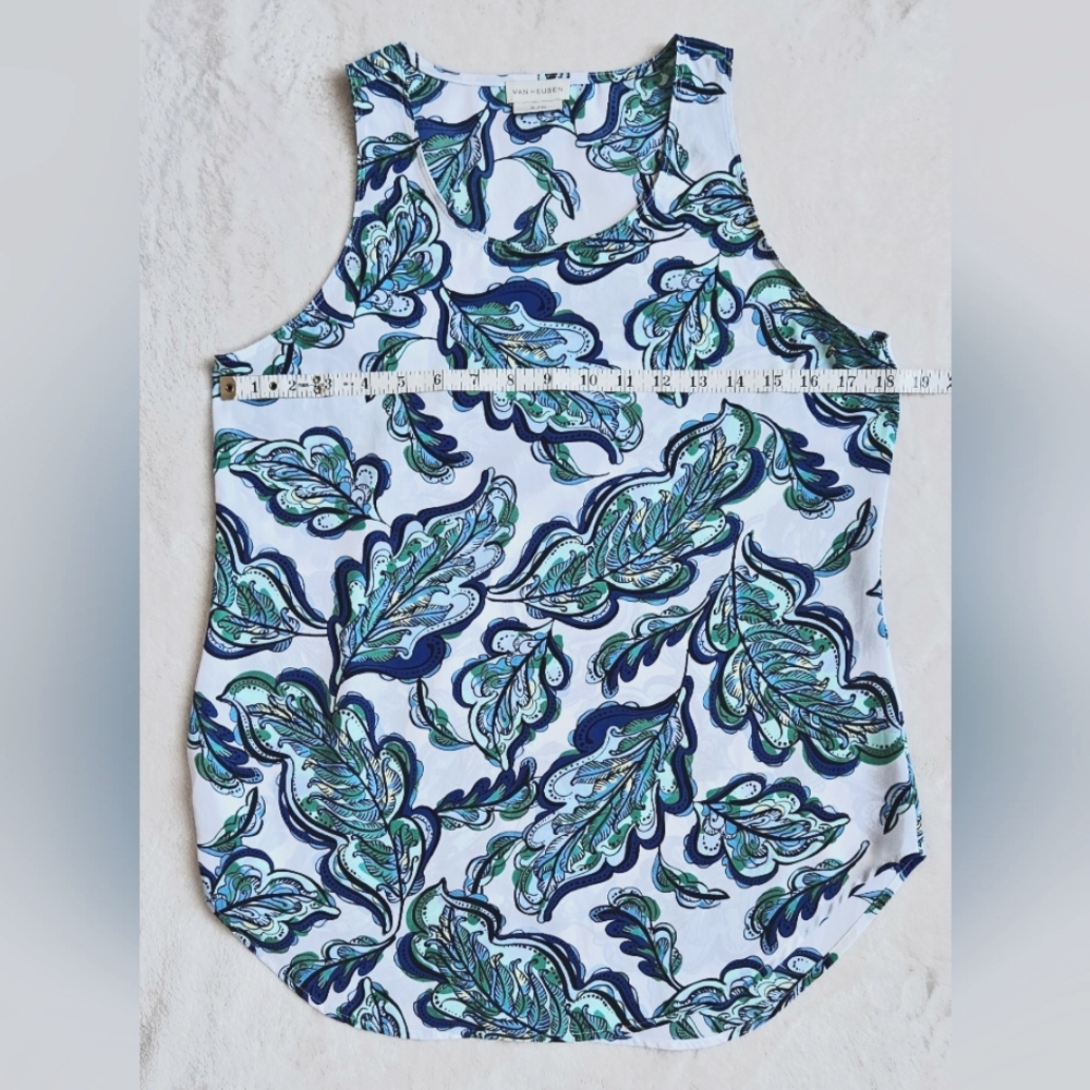 Van Heusen White and Blue Sleeveless Tank Top Size SM